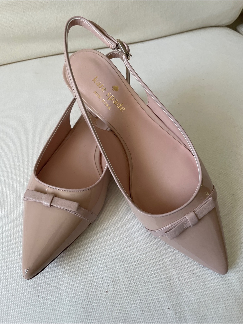 kate spade Blush Pink Patent Pointed Toe Slingback Flats